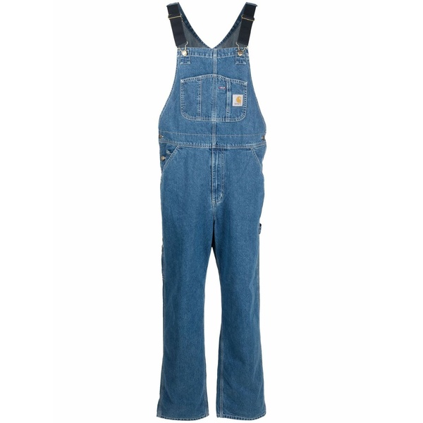 鉄道車両ハート型 メンズ ジーンズズボン下 ボトムス Logo-patch straight-leg dungarees Blue