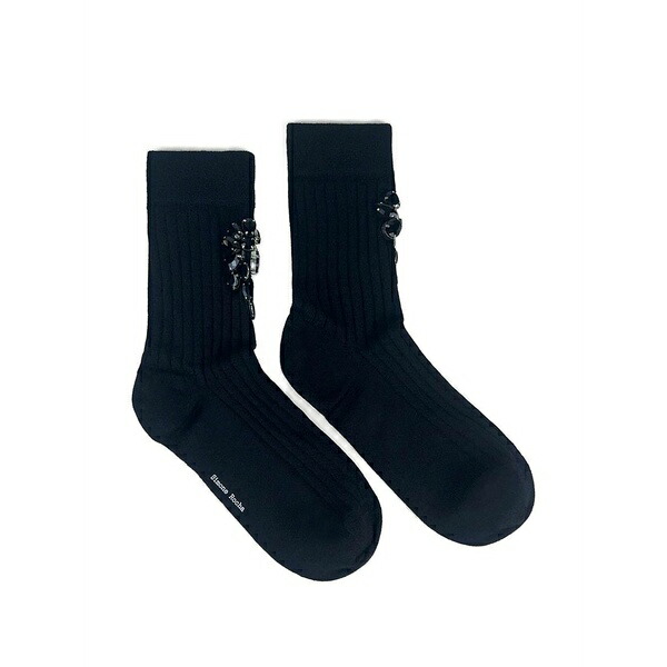 シモーネ・ロシャ レディース ソックス アンダー御召しもの Crystal-embellished poppy socks Black