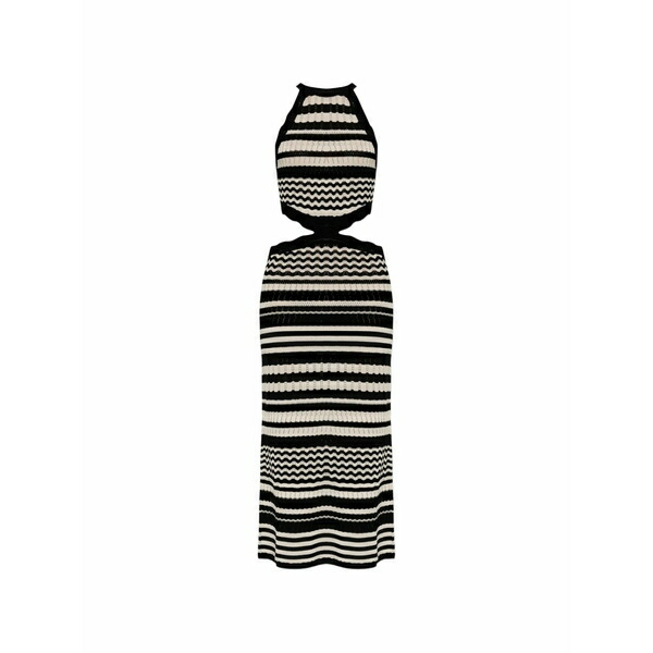 エーケプ レディース 衣裳 トップス Stripe-knit cutout dress Black