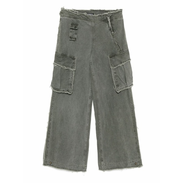 競技場 皆無 メンズ 心地好いズボン下 ボトムス Frayed cargo trousers Green