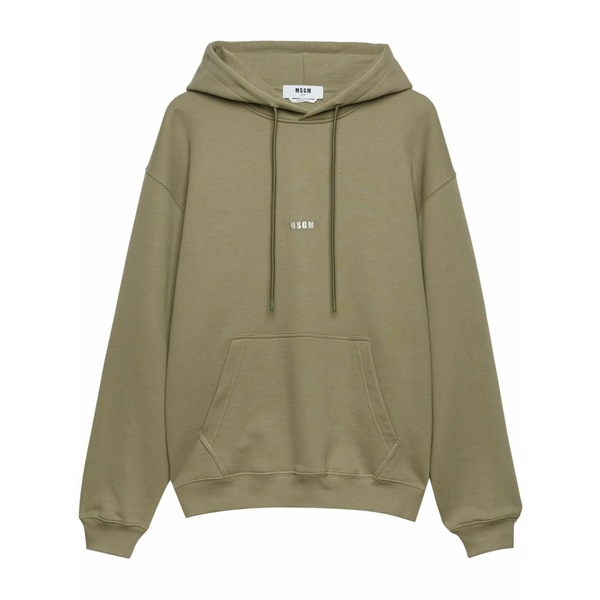 エムエスジイエム メンズ パーカー・スウェットシャツ アウター Slogan-print drawstring hoodie Green