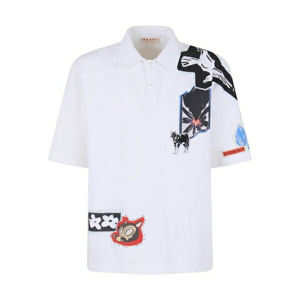 マルニ メンズ スポーツシャツ トップス Graphic-patches polo shirt White
