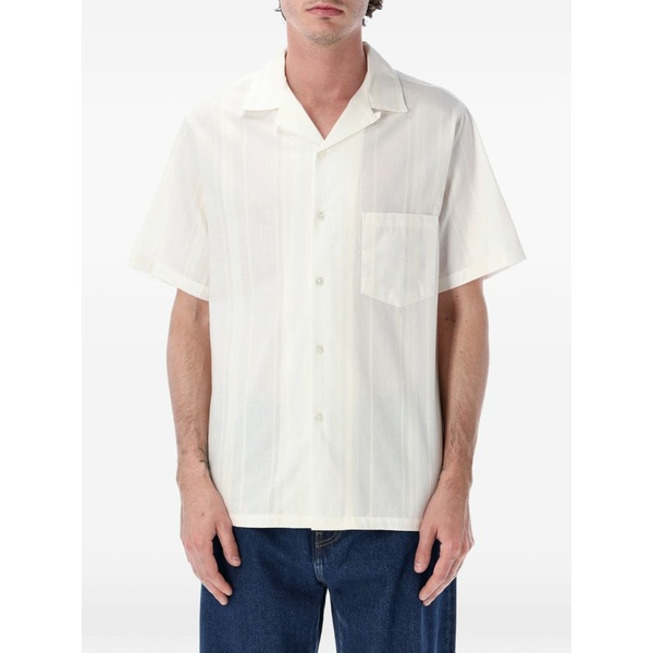 ポルチギーフランネル メンズ プルオーバー トップス Mira striped shirt White