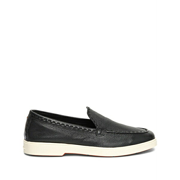 サントーニ レディース スリッポン・ローファー シューズ Tumbled-leather loafers Black