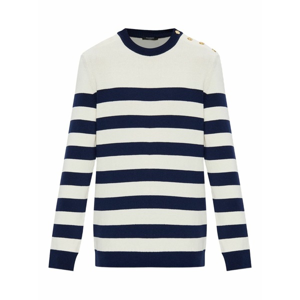 バルマン メンズ 編み物\u0026スウェーター アウター Striped sweater Black