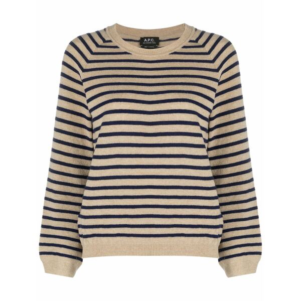 アーペーセー レディース 編み物\u0026プルオーバー アウター Lilas striped wool jumper Neutrals