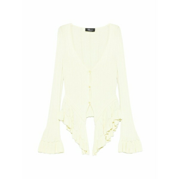 ブルマリン レディース ジレー アウター Ruffled pointelle-knit cardigan Yellow