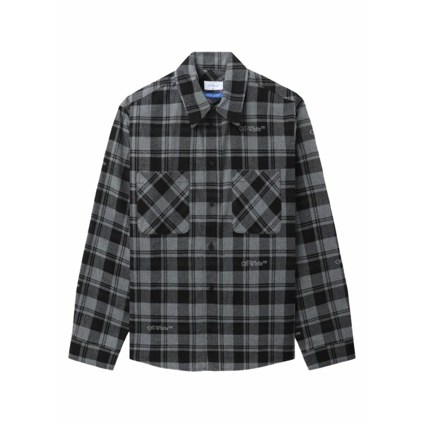 象牙色 メンズ プルオーバー トップス Logo-embroidered checked cotton shirt Grey