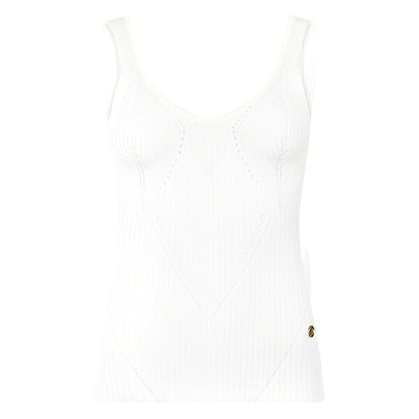 ロベルトカヴァリ レディース カットソー トップス Ribbed-knit tank top White