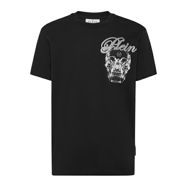 フィリップ飾り気のない メンズ ティーシャツ トップス Skull-graphic t-shirt Black