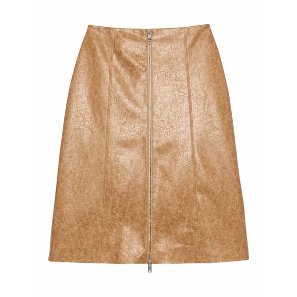 エムエスジイエム レディース スカート ボトムス Zip-front midi skirt Brown｜asty