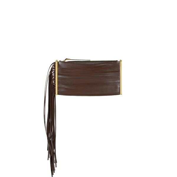 エリザベスフランキ レディース ショルダーバッグ 御徒面子 Fringed leather shoulder bag Brown