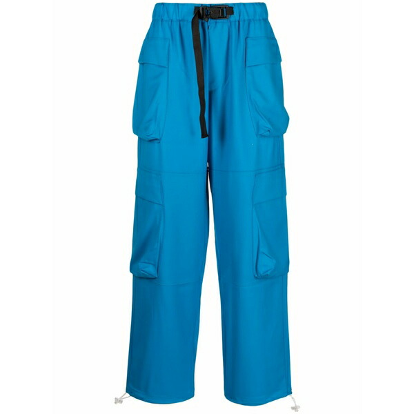 ボン犀 メンズ 心地よいズボン下 ボトムス Buckle-fastening belted cargo trousers Blue