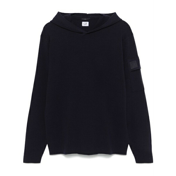 シーピーカンパニー メンズ パーカー・スウェットシャツ アウター Knitted hoodie Blue