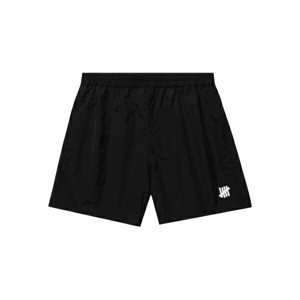 アンディフィーテッド メンズ 心地よいズボン下 ボトムス Logo-plaque swim shorts Black