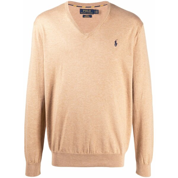 ラルフローレン メンズ 編み物\u0026プルオーバー アウター Logo-patch fine knit jumper Brown