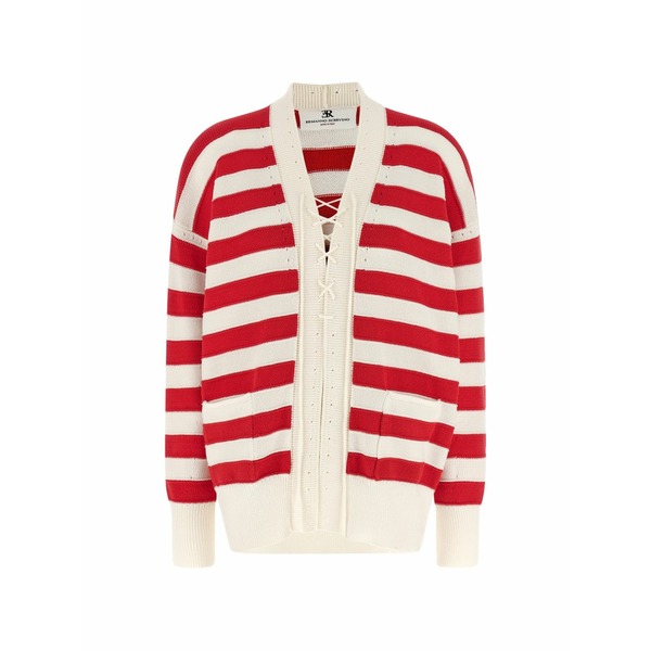 エルマンノ シェルヴィーノ レディース ジレー アウター Striped cardigan Red