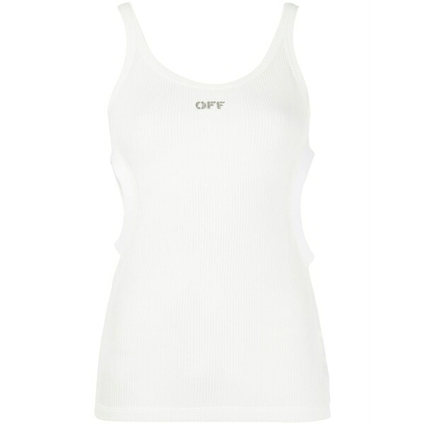 象牙色 レディース カットソー トップス Swiss cheese cut-out ribbed tank top White