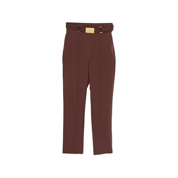 エリザベスフランキ レディース 心地よいズボン下 ボトムス Belted trousers Brown