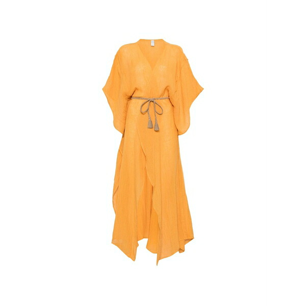 １２０％リノ レディース ワンピース トップス Tassel-detail belted maxi dress Orange｜asty