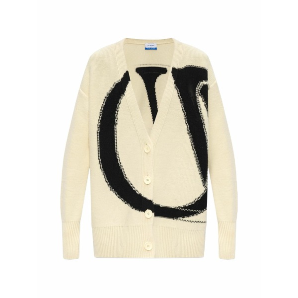 象牙色 レディース ジレー アウター Ow maxi logo wool cardigan White