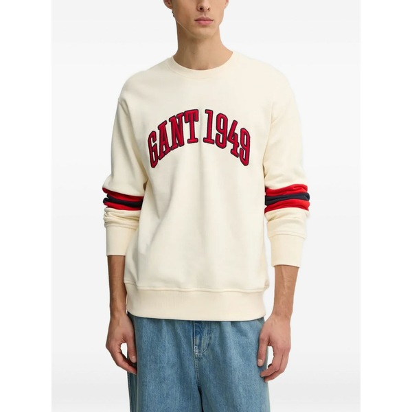 ガント メンズ パーカー・スウェットシャツ アウター Logo-appliqu?? sweatshirt Neutrals