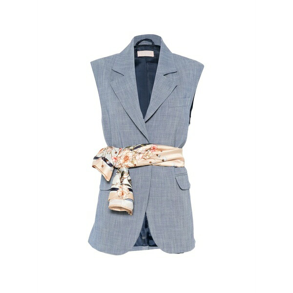 リュージョー レディース ジャケット＆ブルゾン アウター Scarf-belt sleeveless waistcoat Blue｜asty 52,680円