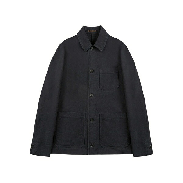 スローウエア メンズ ジャケット&ブルゾン アウター Patch-pocket cotton shirt jacket Blue|asty