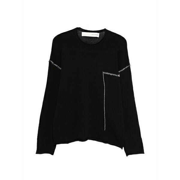 イザベル・ベネナート メンズ 編み物\u0026プルオーバー アウター Stitched crew-neck sweater Black