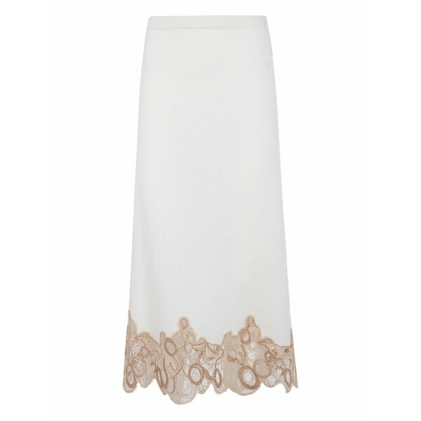 ファビアナ フィリッピ レディース スコート ボトムス Lace-trimmed wool MIDI skirt White