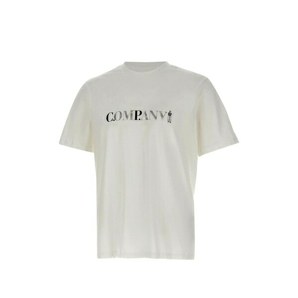 シーピーカンパニー メンズ ティーシャツ トップス Jersey 30/1 printed-logo cotton t-shirt White メンズファッション-Tシャツ・カットソー
