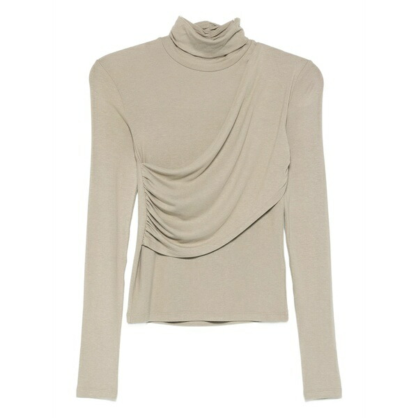 パトリツィア ペペ レディース プルオーバー トップス High-neck draped top Neutrals