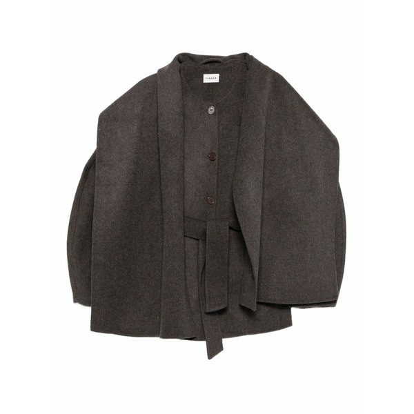 パロッシュ レディース 厚地の外套 アウター Belted buttoned coat Brown