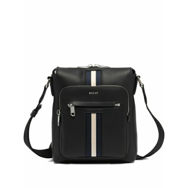 バリー メンズ ショルダーバッグ 御徒面子 Leather messenger bag Black