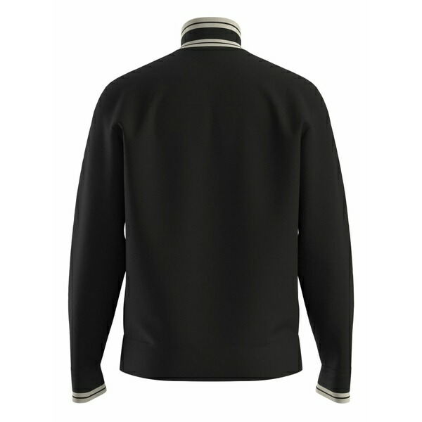 ボス メンズ パーカー・スウェットシャツ アウター Striped-collar zip-up sweater Black