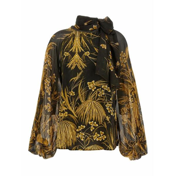 エフアールエス?フォーレストレス・スリーパーズ レディース シャツ トップス Floral-print tie-neck blouse Black｜asty
