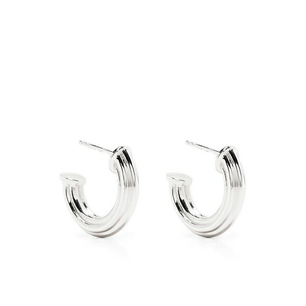 ミッソマ レディース ピアス＆イヤリング アクセサリー Medium ridge hoop earrings Silver｜asty