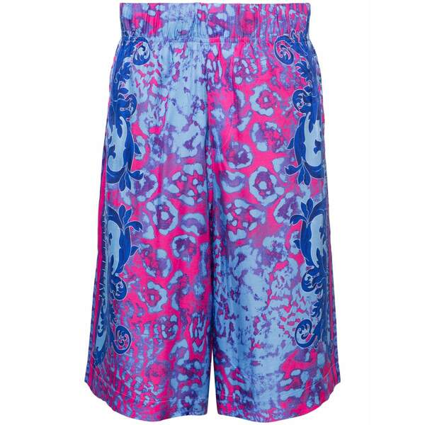 呼びりん探し回る メンズ 心地好いズボン下 ボトムス Baroque-pattern bermuda shorts Blue