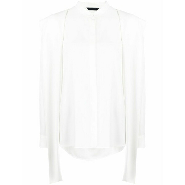 ジュン・ジー レディース ティーシャツ トップス Drape-detail long-sleeve shirt White トップス-Tシャツ・カットソー-レディースファッション