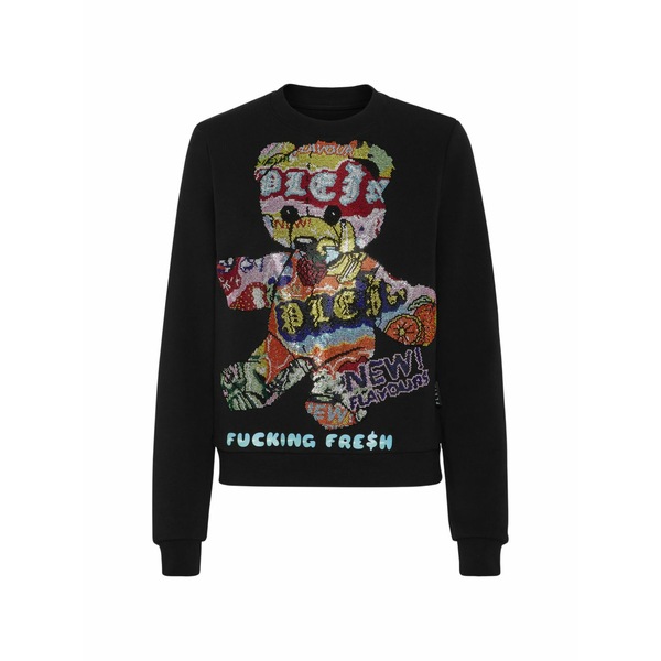 フィリップ飾り気のない レディース 編み物\u0026プルオーバー アウター Rhinestone-emebllished jersey sweatshirt Black
