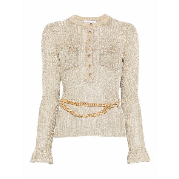 セルフ・ポートレイト レディース 編み物\u0026プルオーバー アウター Ribbed-knit lurex jumper Neutrals