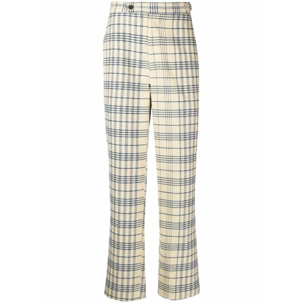 ボーディ メンズ カジュアルパンツ ボトムス Checked straight-leg trousers Yellow｜asty