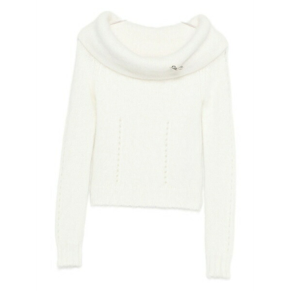 ブルマリン レディース 編み物\u0026ティーシャツ アウター Cowl-neck sweater White