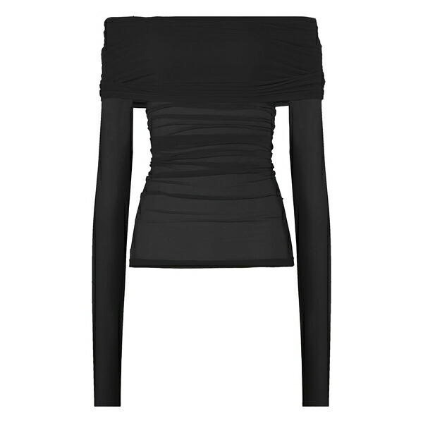 ウォルフォード レディース プルオーバー トップス Sheer drape long-sleeved top Black