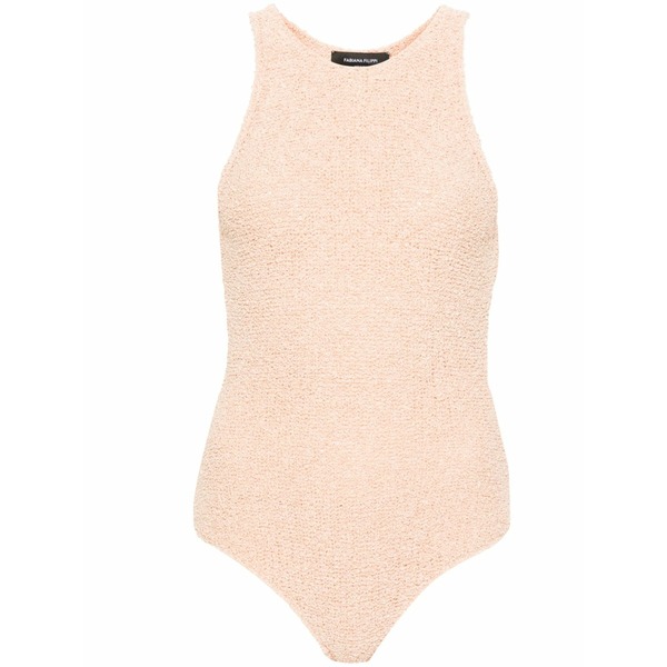 ファビアナ フィリッピ レディース ティーシャツ トップス Halterneck boucl??-knit bodysuit Orange