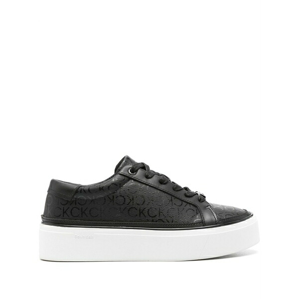 カルバンクライン レディース スニーカー シューズ Monogram-print flatform sneakers Black｜asty 31,070円