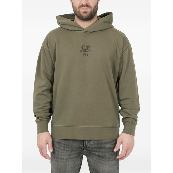 シーピーカンパニー メンズ パーカー・スウェットシャツ アウター Logo-embroidery hoodie Green｜asty
