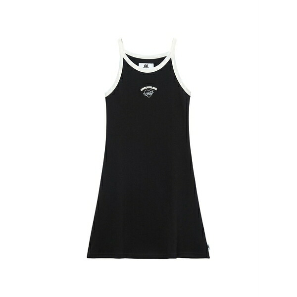 チョコレート レディース ワンピース トップス Contrast-trim mini dress Black｜asty