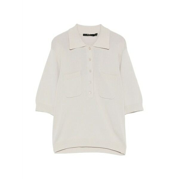 セブンティ レディース スポーツシャツ トップス Chest-pocket polo shirt Neutrals
