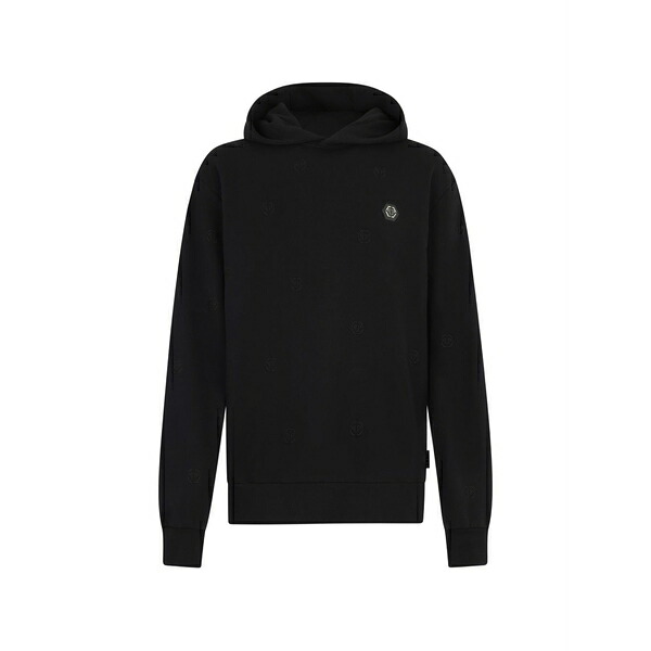 フィリップ飾り気のない メンズ パーカー・スウェットシャツ アウター Logo-appliqu?? hoodie Black